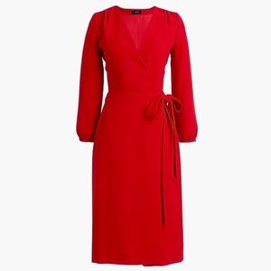 j.crew red wrap dress in 365 crepe size 10